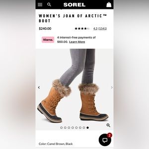 Sorel women’s Joan of Arctic snow boots - excellent condition